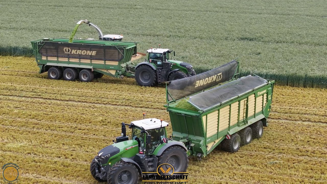 2x FENDT 1050 als Abfuhr-Gespann LU Ganzenmüller in der Ganzpflanzensilage- GPS Ernte für Biogas