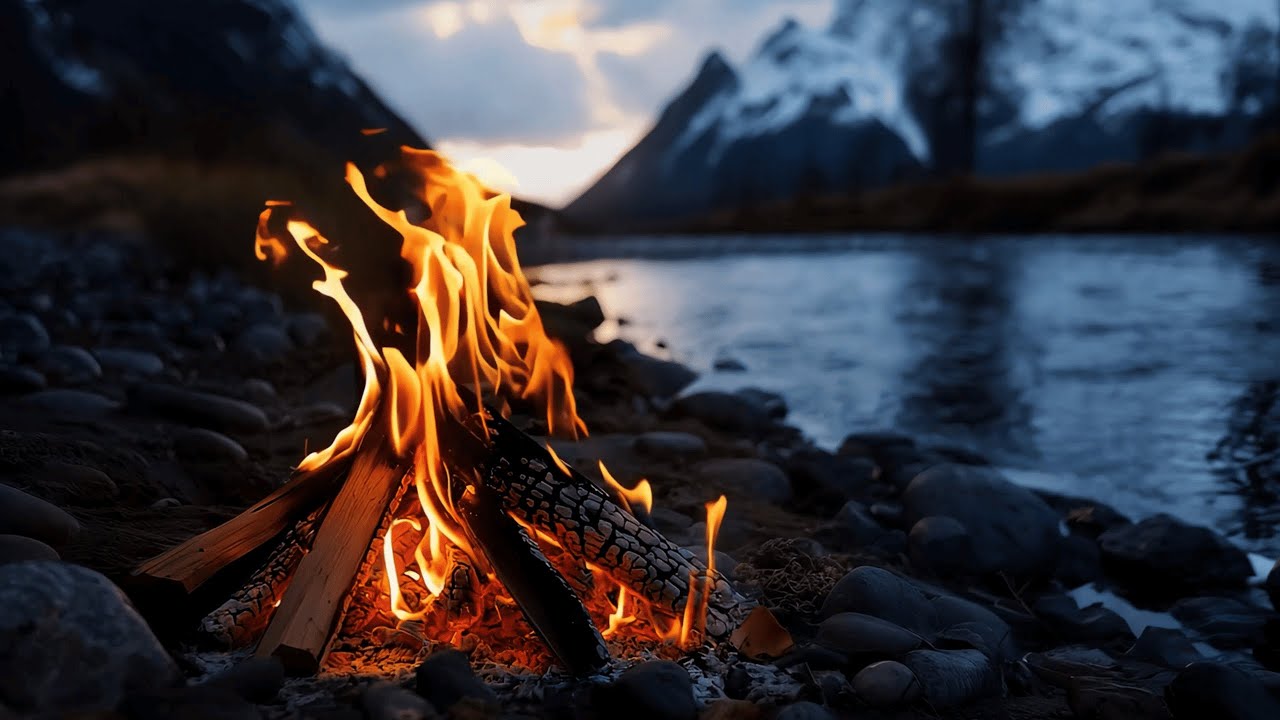 A Quiet Moment in Nature 🔥🌿 Campfire by the River to Recharge Your Mind (4K Ambience)