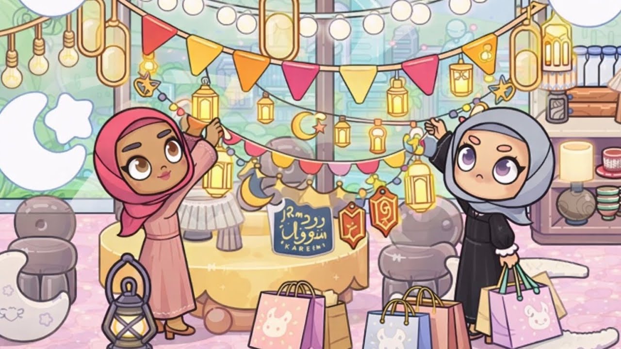 اشترينا عبايات رمضان وعلقنا الزينه 🤩🤩 #avatarworld 