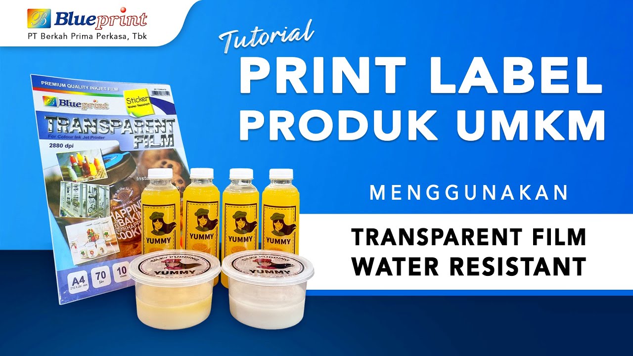 Tutorial print label botol UMKM pakai Stiker Transparent Water Resistant Blueprint | BPVID