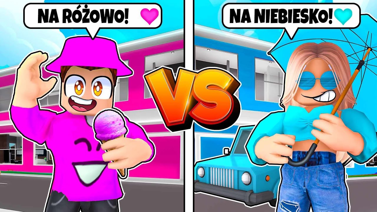 RÓŻOWY KONTRA NIEBIESKI PRZEZ 24 GODZINY na BROOKHAVEN RP w ROBLOX!