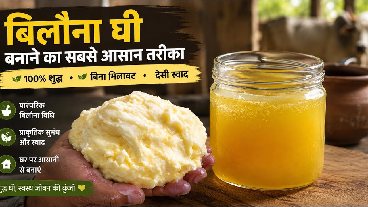 5 दिन की मलाई से बनाएँ बिलौना घी | घर पर बना देसी घी | मिक्सर से तैयार शुद्ध बिलौना विधि