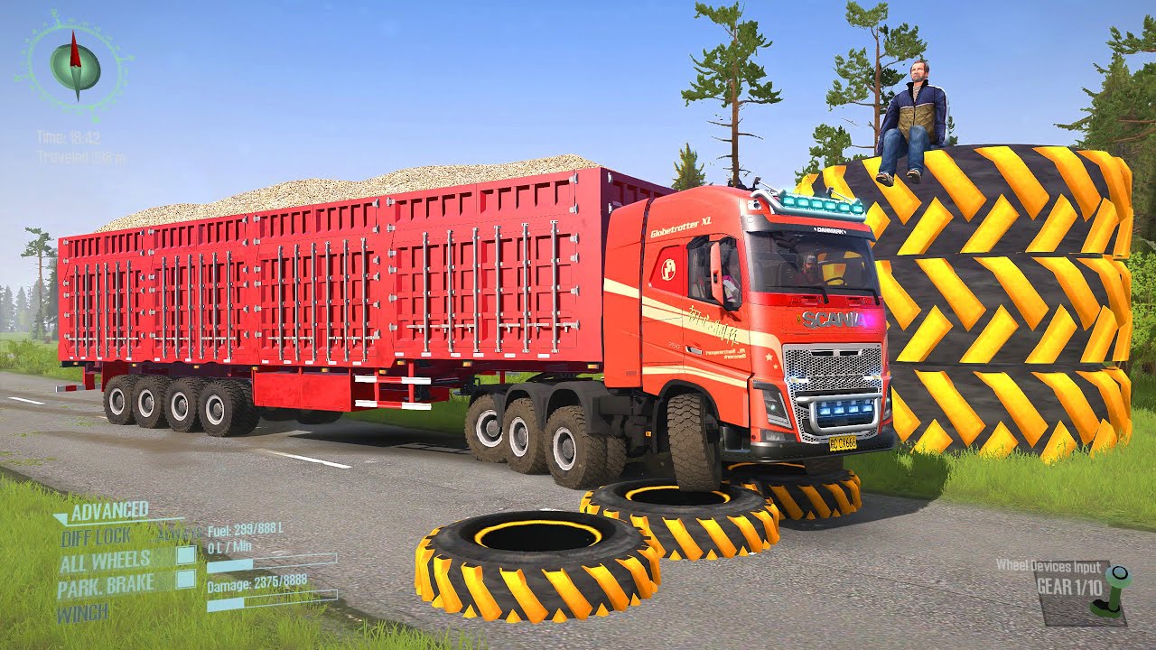 Dump Truck vs Extreme Broken Road with Speed Bumps |  Spintires: Mudrunner Gameplay P79