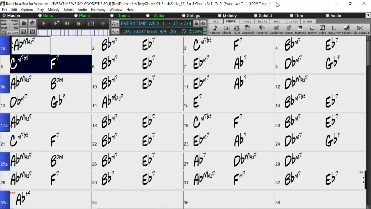 BACKING TRACK - EVERYTIME WE SAY GOODBYE (Ab) 72 BPM BALLAD SWING