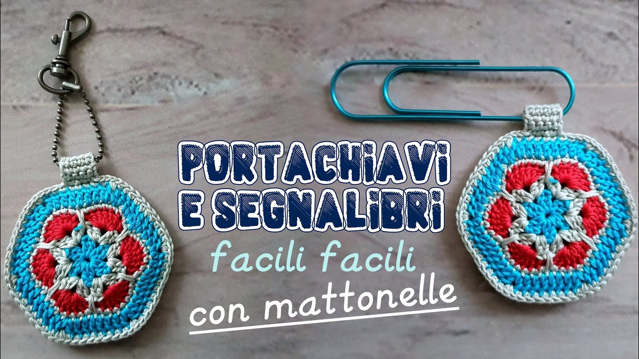 uncinetto idee facili con mattonelle granny segnalibro o portachiavi