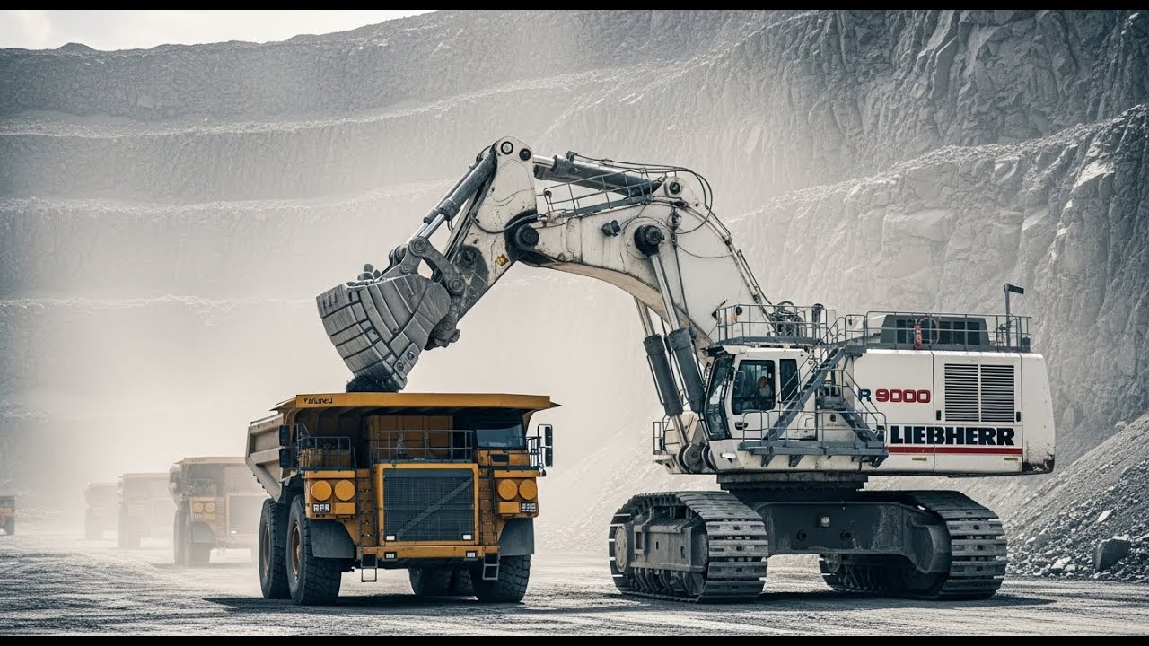Liebherr R 9800 Mining Excavator Loading Massive