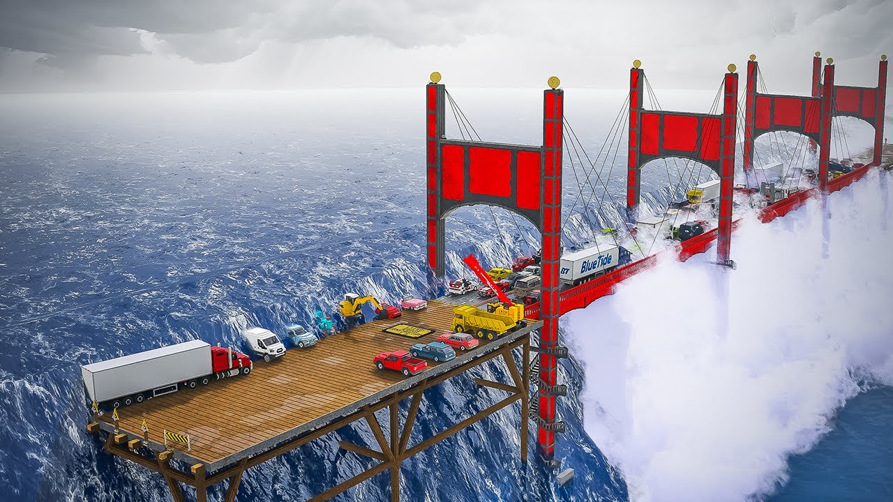 Realistic Tsunami vs Dynamic Bridges | Teardown