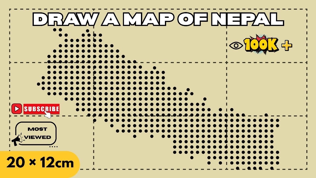 Drawing New Map of Nepal.(20cm &times; 12cm) with 7 states and its headquarters.