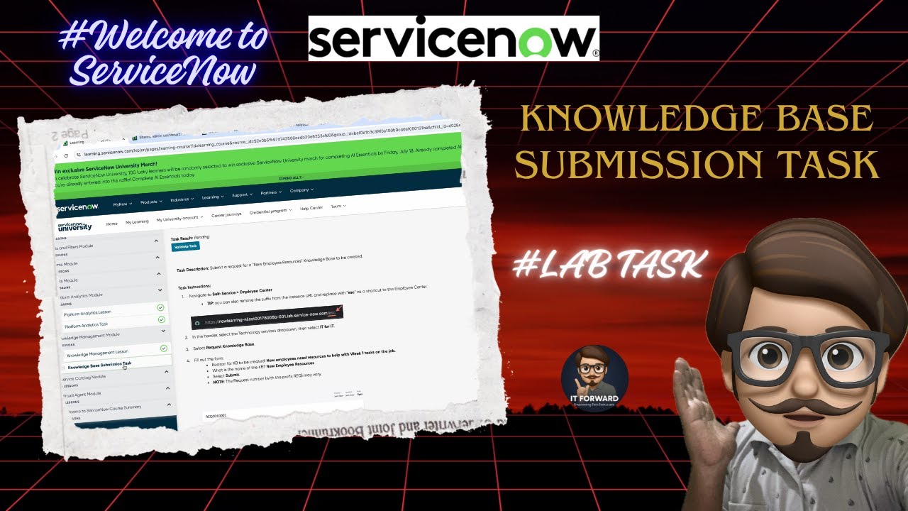 knowledge base submission task|welcome to ServiceNow |service now lab tasks