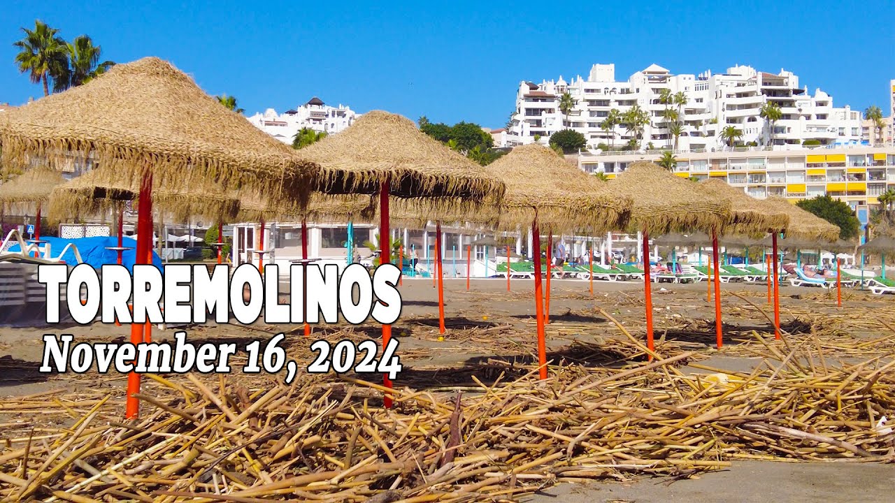 Torremolinos November 16, 2024 Beach Promenade Walk Costa del Sol Spain [4K]