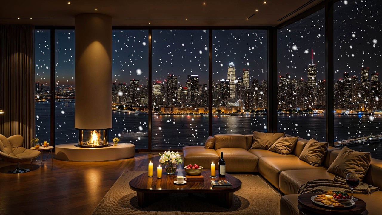 Warm Winter Night 🕯️ Smooth Jazz Piano & Crackling Fireplace for Work, Relax & Deep Sleep