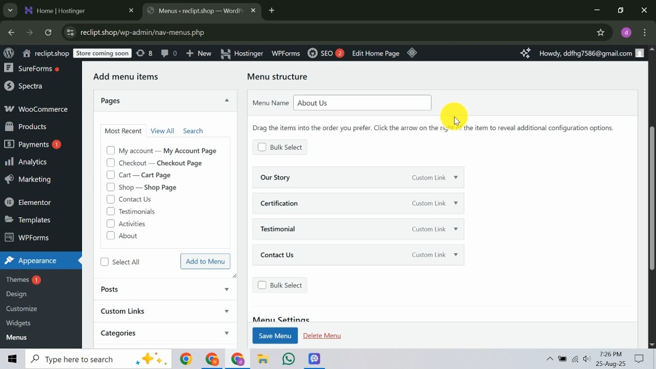 How To Fix WordPress Menu Not Working in Hostinger