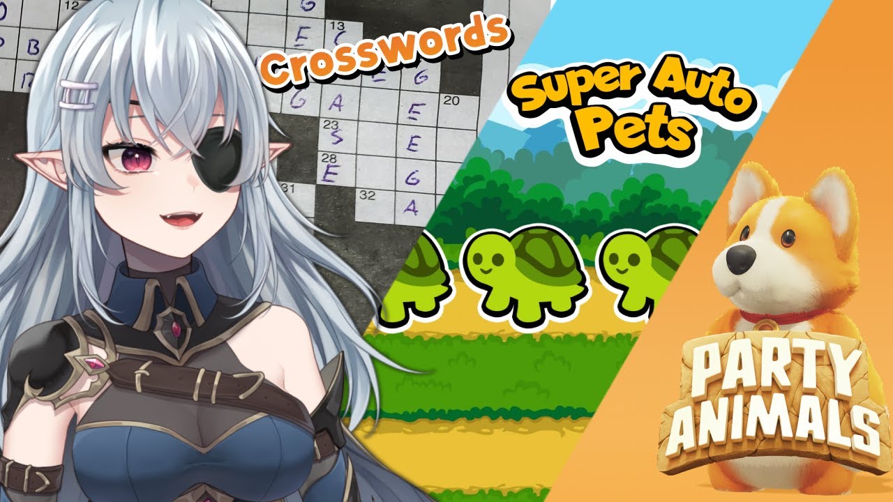 GEEGA plays Crosswords, Super Auto Pets, Party Animals |👻I MISS MY OSHI SO I'M GOING TO BECOME HIM 👻