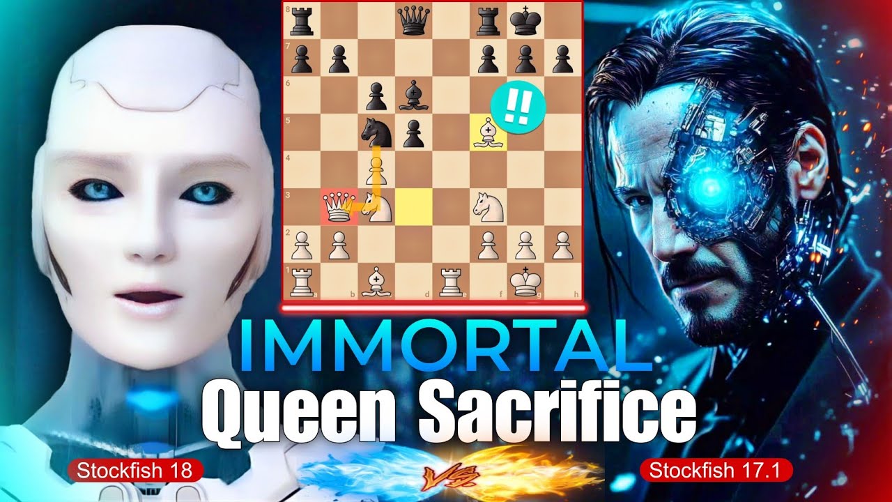 New Stockfish 18 SACRIFICED His Queen Against His Old Version Stockfish 17.1 | Stockfish Chess