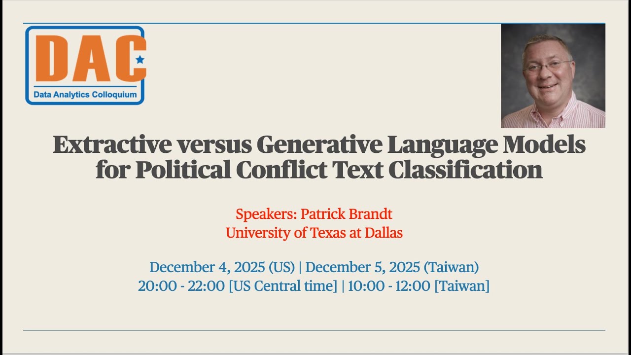 DAC: Extractive versus Generative Language Models for Political Conflict Text Classification