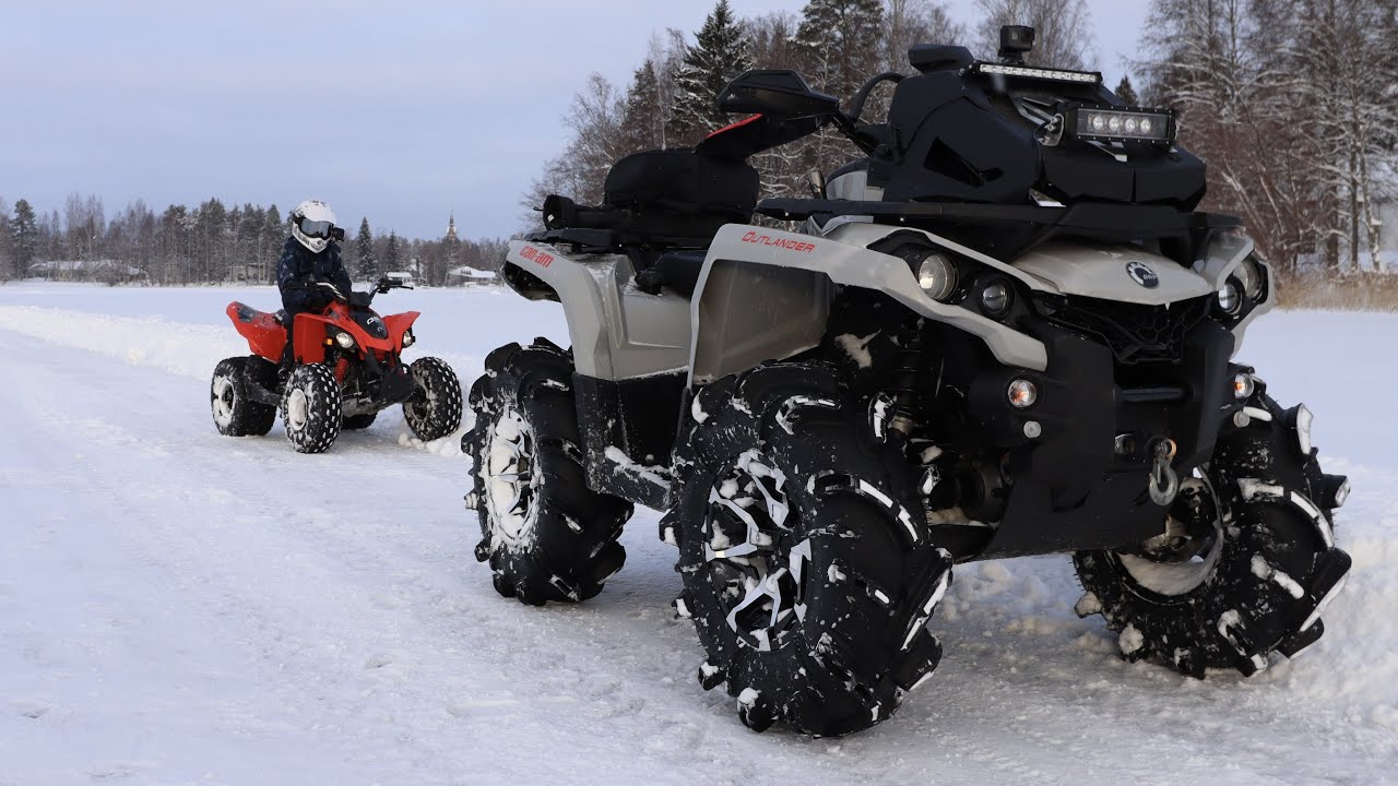Powder Snow, Ice Track, Water... FUN DAY | Can-am Outlander 1000 & DS 90