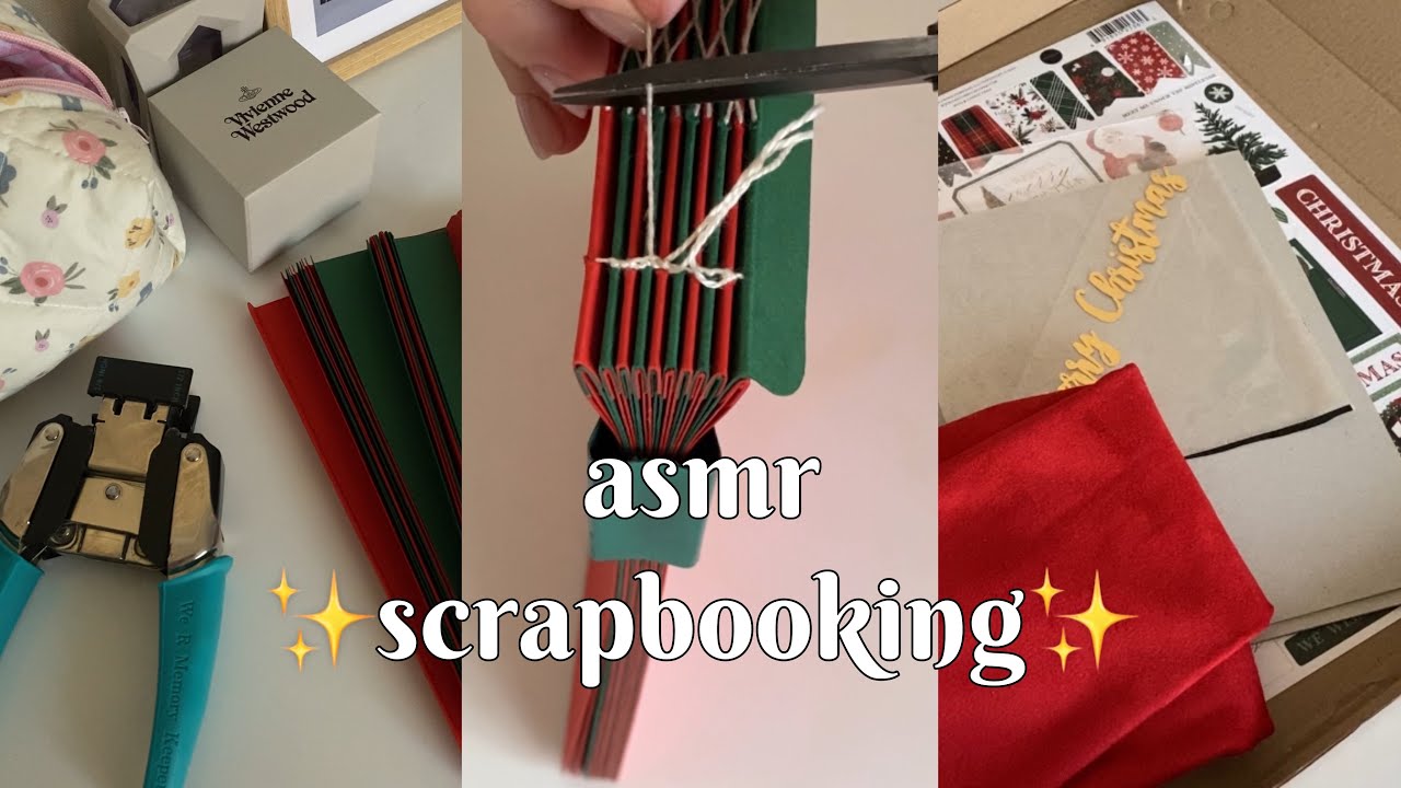 ASMR scrapbooking, how to scrapbook photo album, tutorial