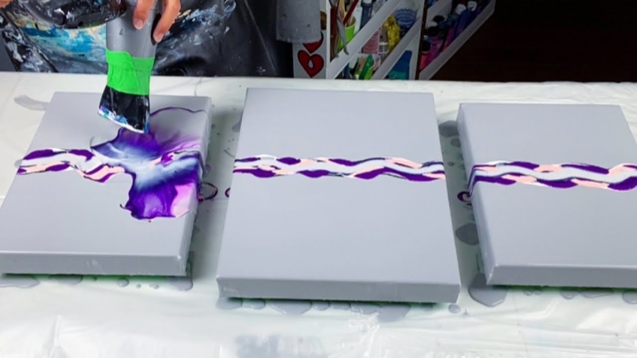 # 262 - AMAZING Grey Base with Purple! Acrylic Pour Painting | Dutch Pour