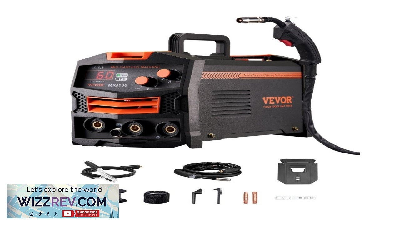 VEVOR MIG Welder 130Amp Synergic Mig Welding Machine 110V Gasless Flux Core