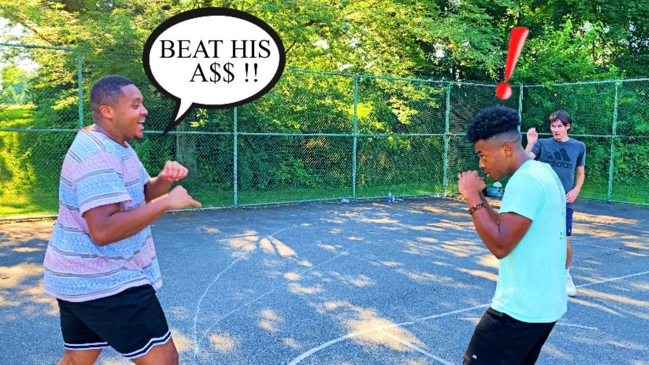 TRASH TALKER THROWS HANDS WITH GMONEY... Inevitable Gaming 2v2 Park Basketball