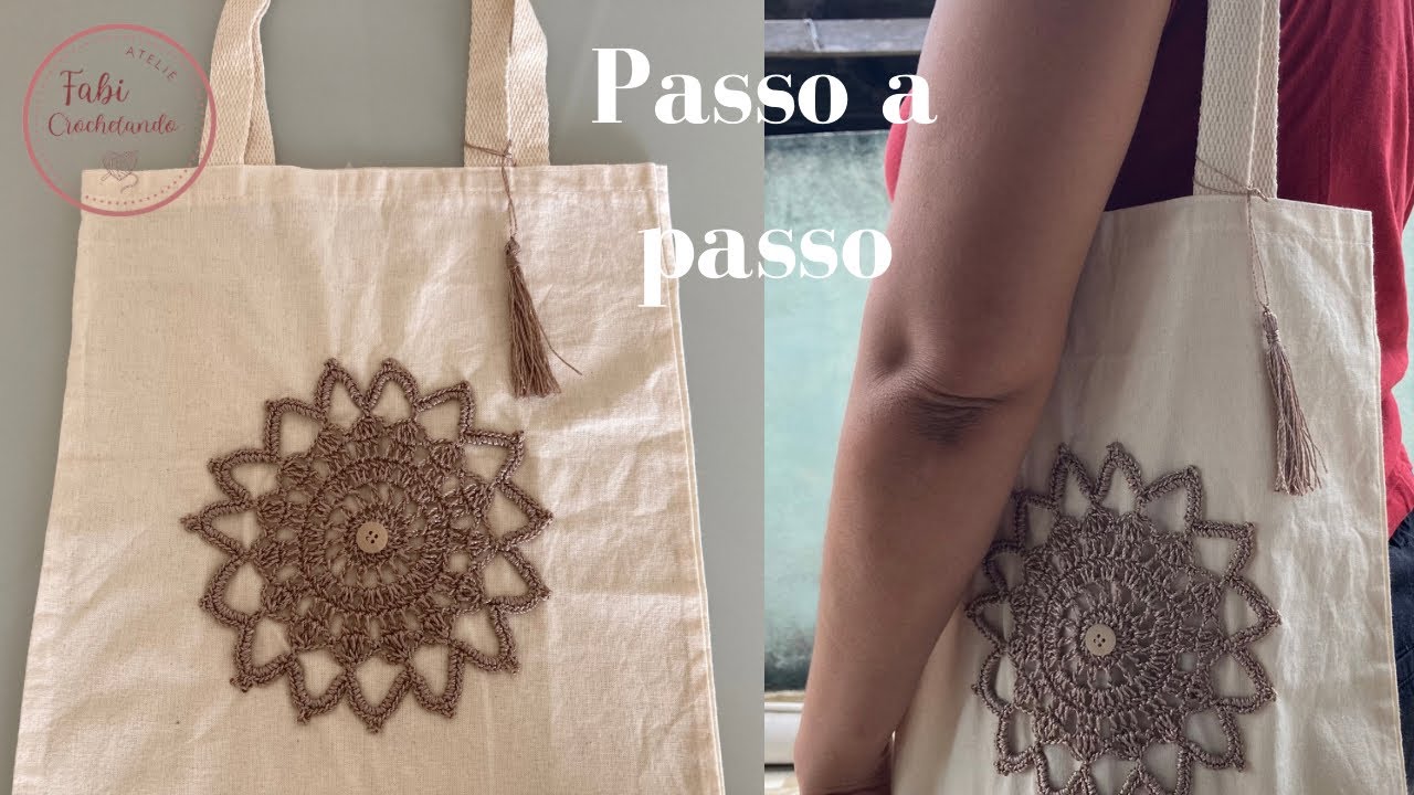 Decoração para ecobag com crochê 🧶