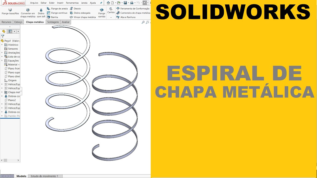SOLIDWORKS | COMO CRIAR ESPIRAL DE CHAPA MET&Aacute;LICA PARA PLANIFICA&Ccedil;&Atilde;O #solidworks