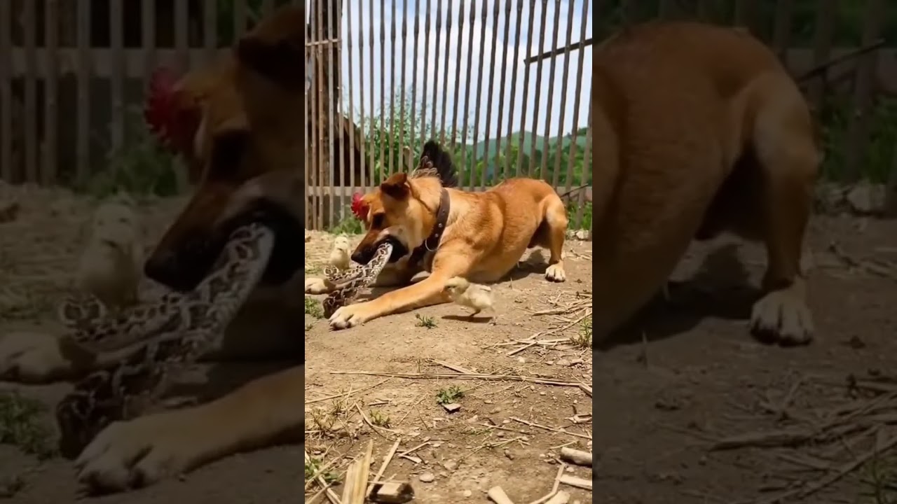 The Loyal Hero Dog Saved The Mother Hen And Her Chicks Being Attacked By A Snake 😨