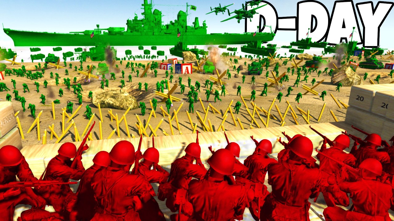 Full-Scale Army Men D-DAY BEACH INVASION vs RED ARMY Bunkers! - Men of War: Army Men Mod