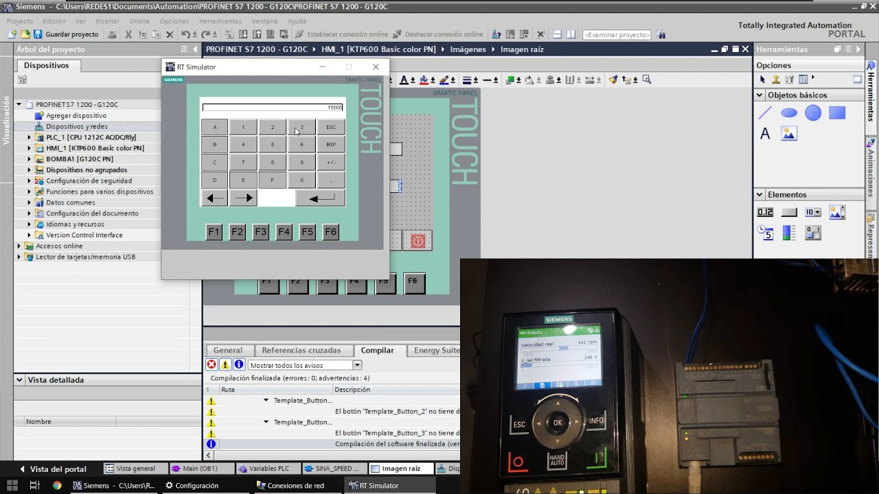 TIA PORTAL V16 : PLC  S7-1200  CON  VFD G120C  POR PROFINET