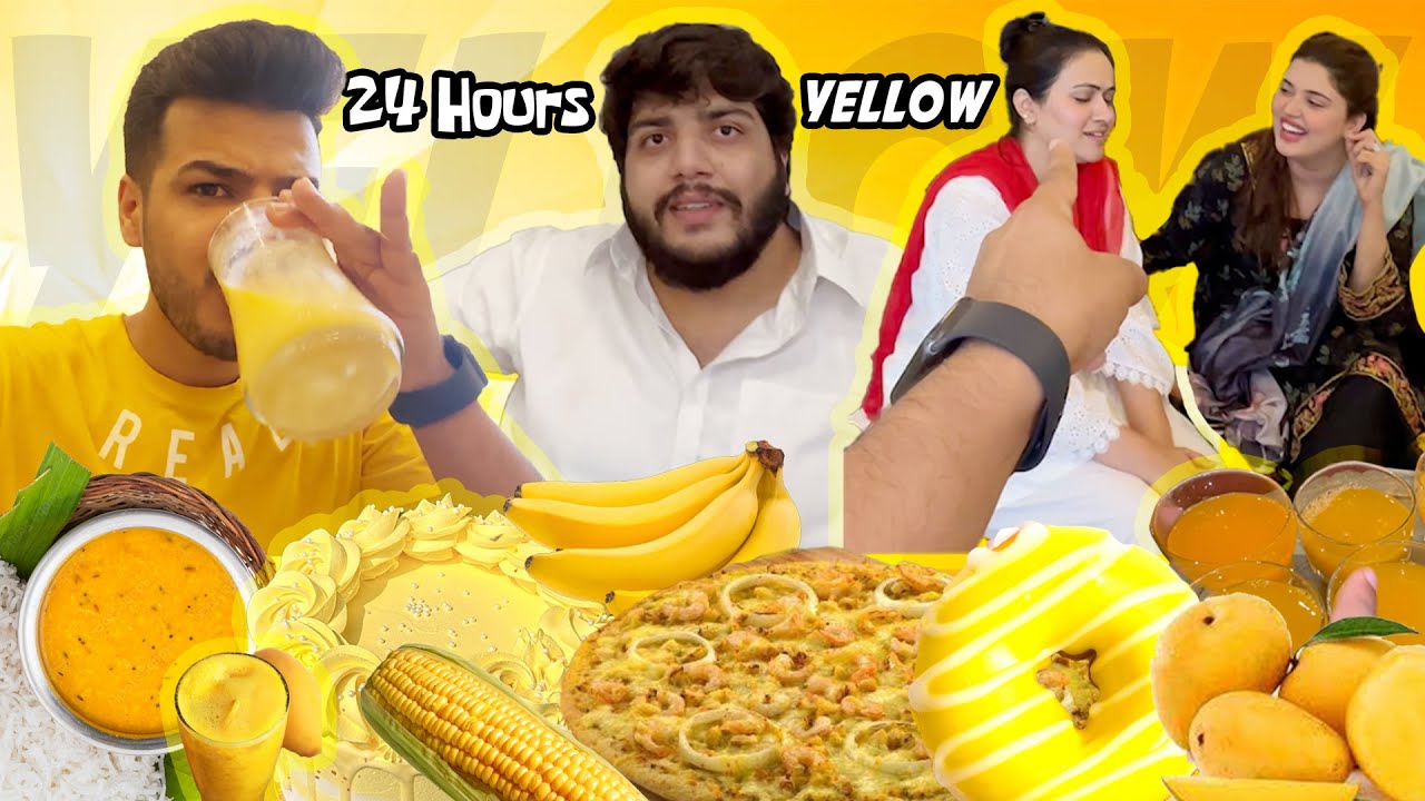 We Ate Yellow Food For Whole Day | Challenge Kay Sath Shadi Ki Shopping