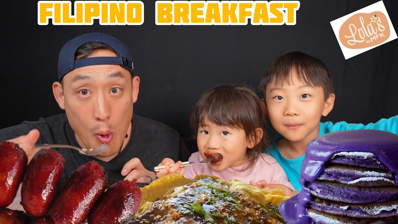 UBE PANCAKE, LONGONISA BREAKFAST, LOCO MOCO- Lola MFK Filipino Food Mukbang