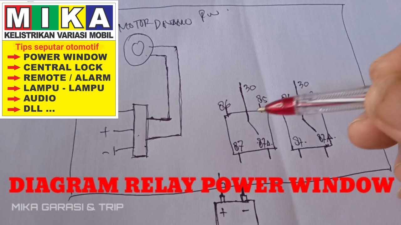 Diagram relay power window || cara pasang relay power window
