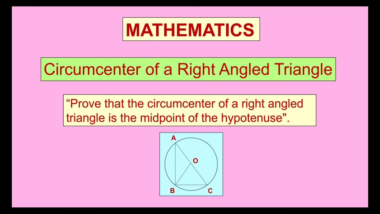 Prove that the circumcenter of a right angled triangle is the midpoint of the hypotenuse.