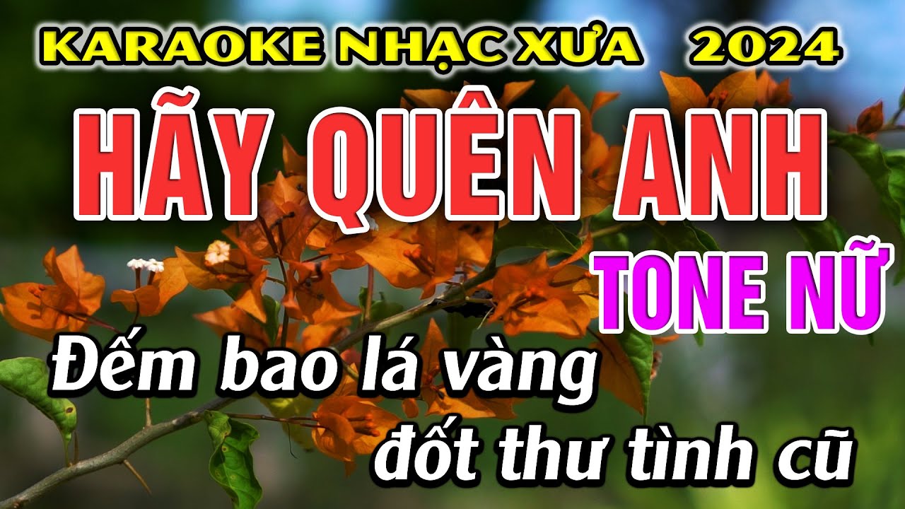 Hãy Quên Anh - Karaoke Tone Nữ - Karaoke Nhạc Xưa