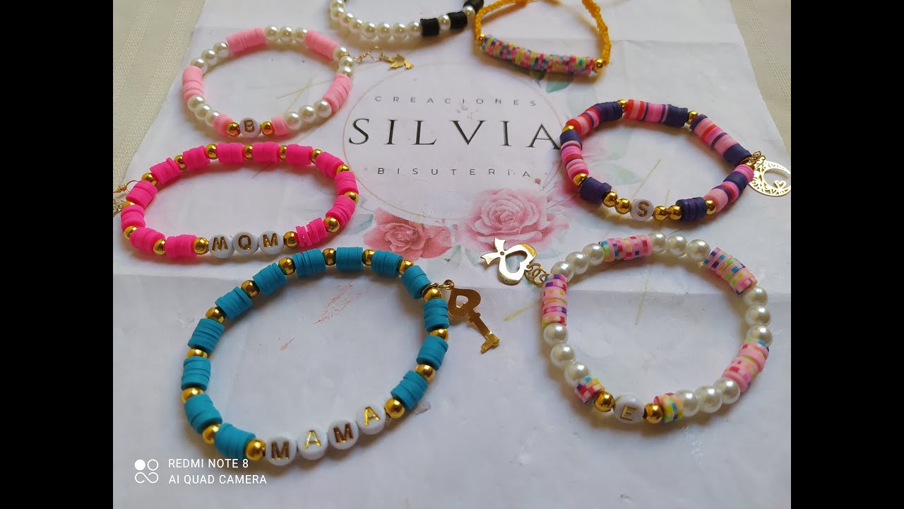 Como hacer pulseras de puca con hilo elástico || Curso de bisutería para principiantes 17