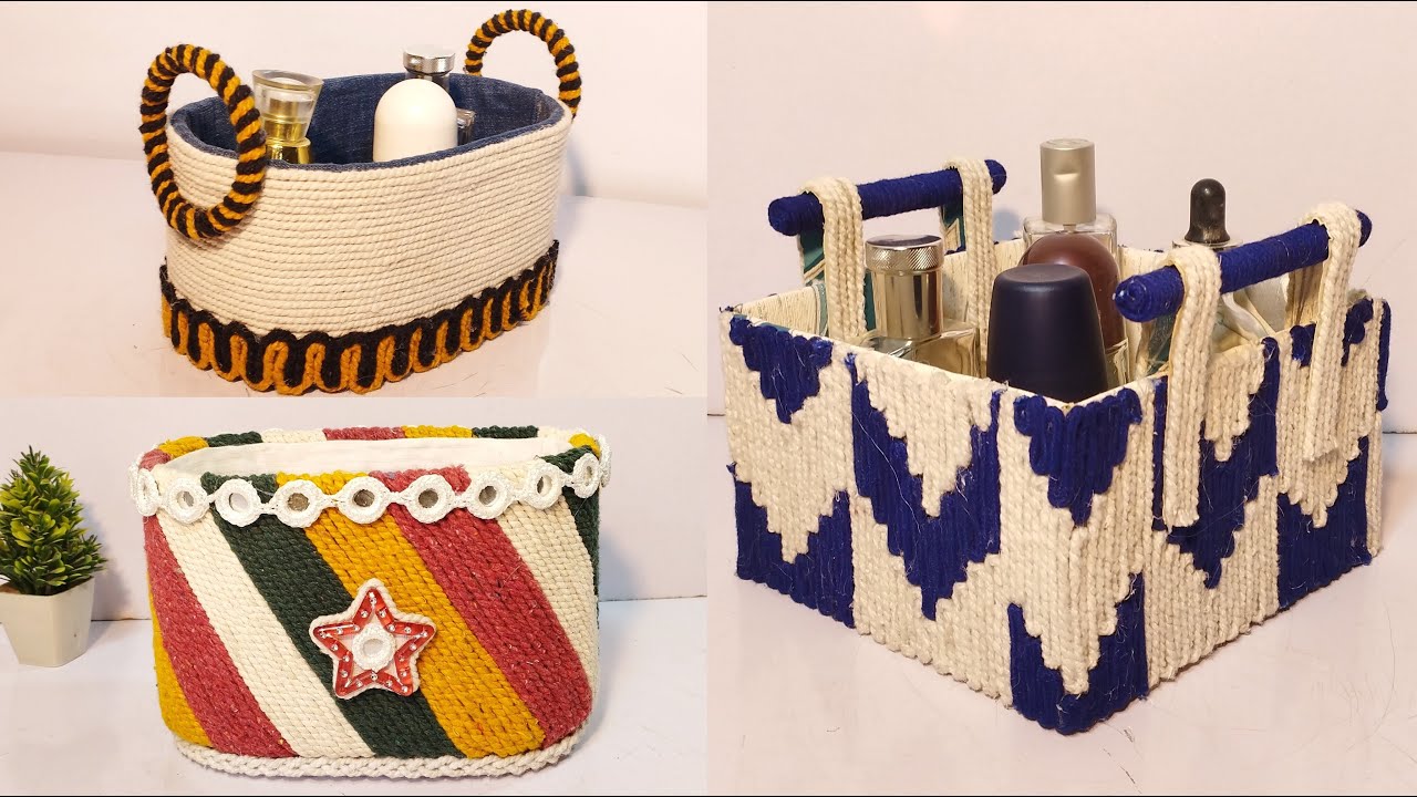 3 Different ideas of Rope Storage Basket |Diy Rope Basket |Diy Storage Organizer | Hamna Nadeem