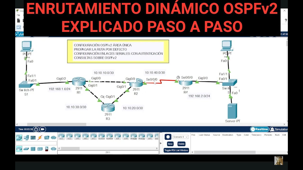 Configurar OSPF en Packet Tracer | Enrutamiendo dinámico | Tutorial Paso a Paso (OSPFv2)