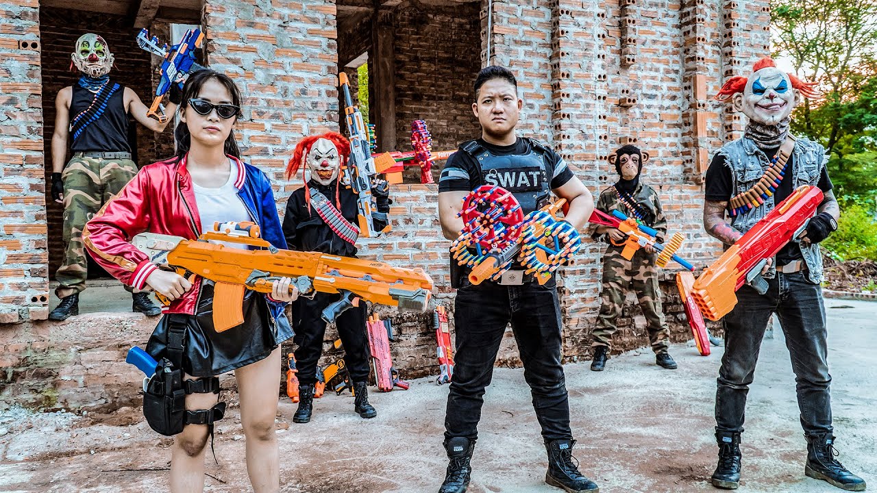 Фильмы LTT: Трансформируйте свои навыки Nerf: Серебряная вспышка Nerf Guns Fight Crime Group, Мас...
