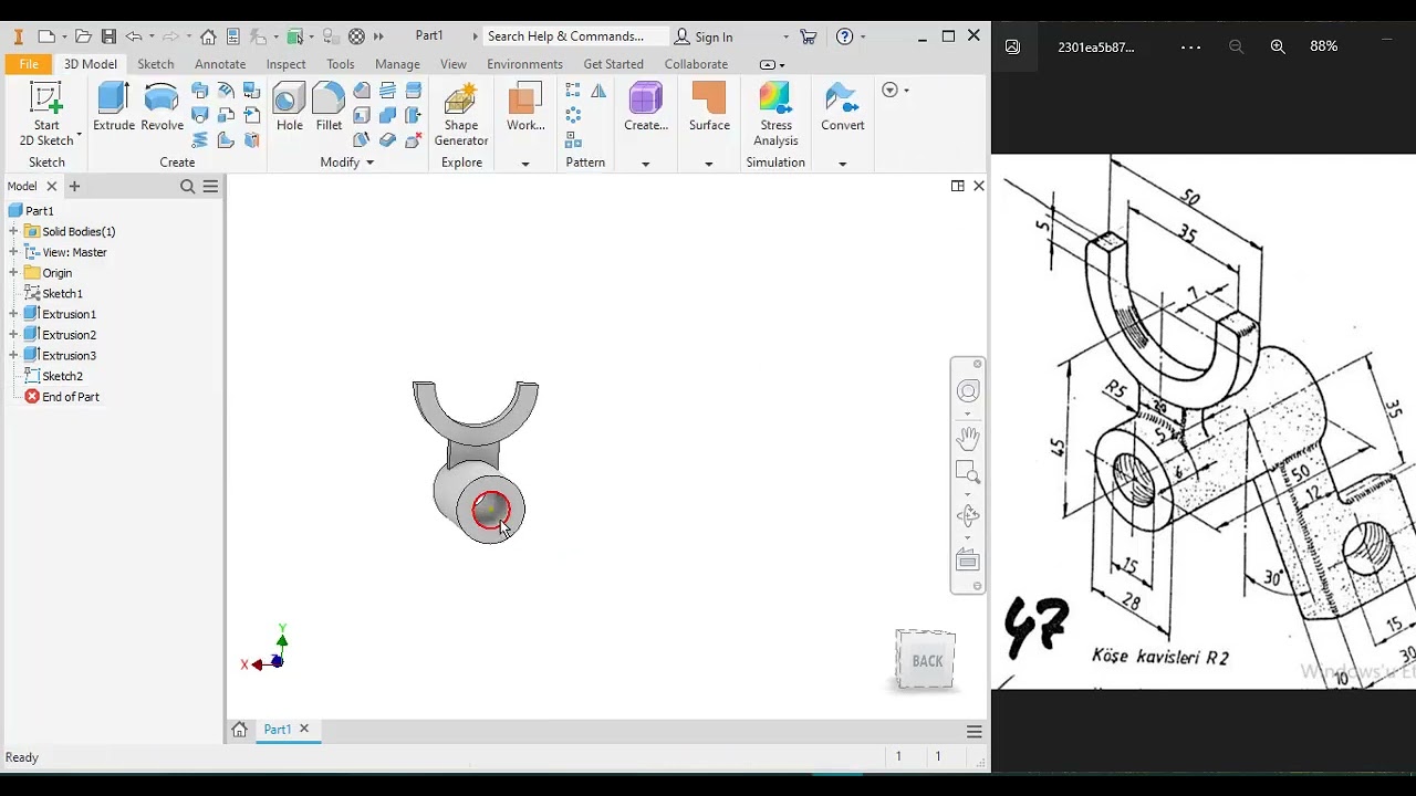 Diseño de pieza con plano inclinado | Autodesk inventor 2021