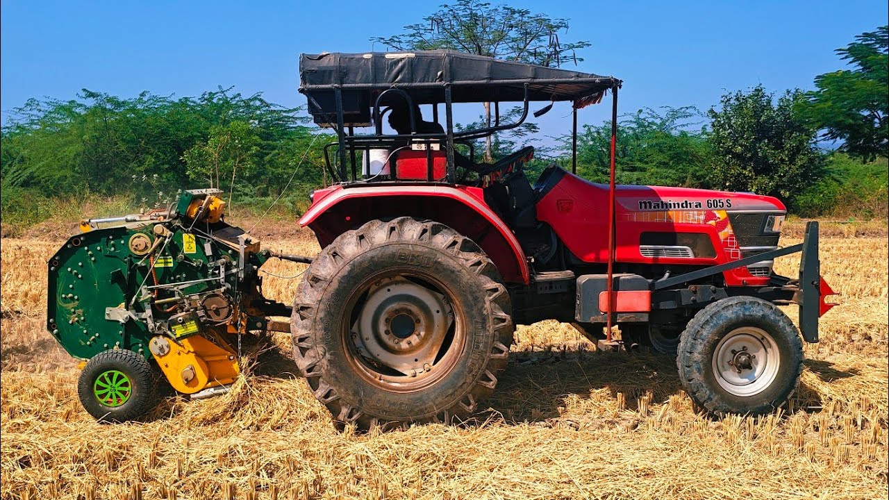 Mahindra arjun novo 605 di tractor goes to bharat baler vaigol performance in our area..