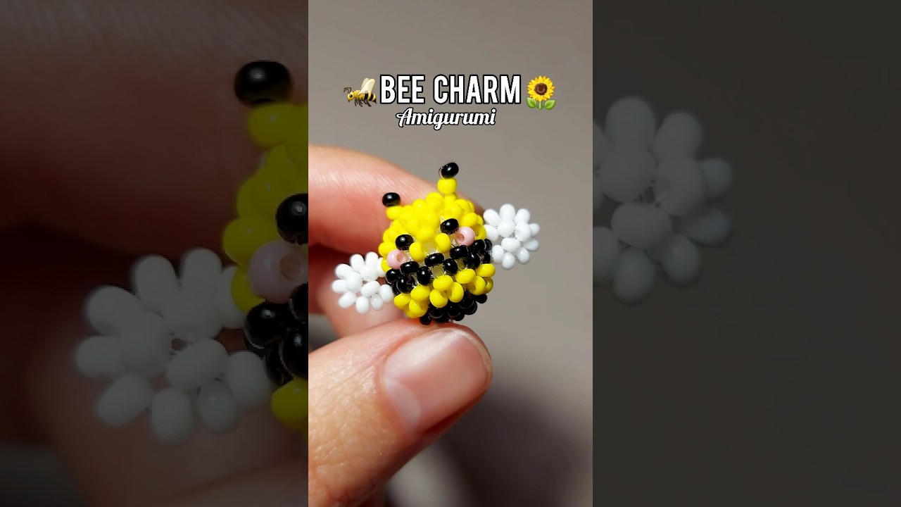 DIY Beads bee charm 🌻Amigurumi tutorial #beads #beadwork #amigurumi #artideas #satisfying
