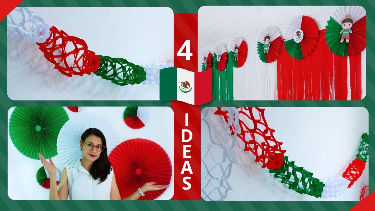 🟢4 Adornos fáciles para FIESTAS PATRIAS | Guirnaldas tricolor | Decoración 16 de septiembre