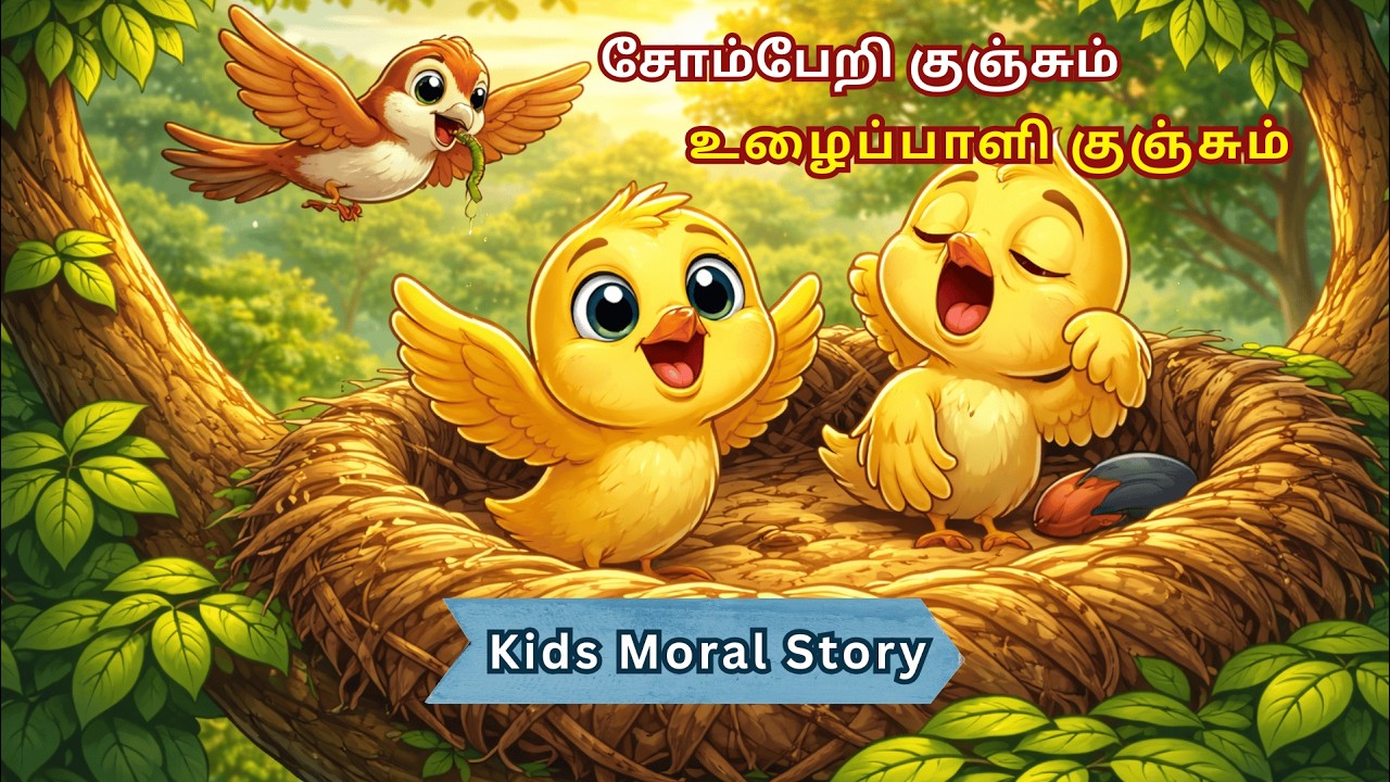 சோம்பேறி குஞ்சியும் உழைப்பாளி குஞ்சியும் |  Tamil Moral Story for Kids
