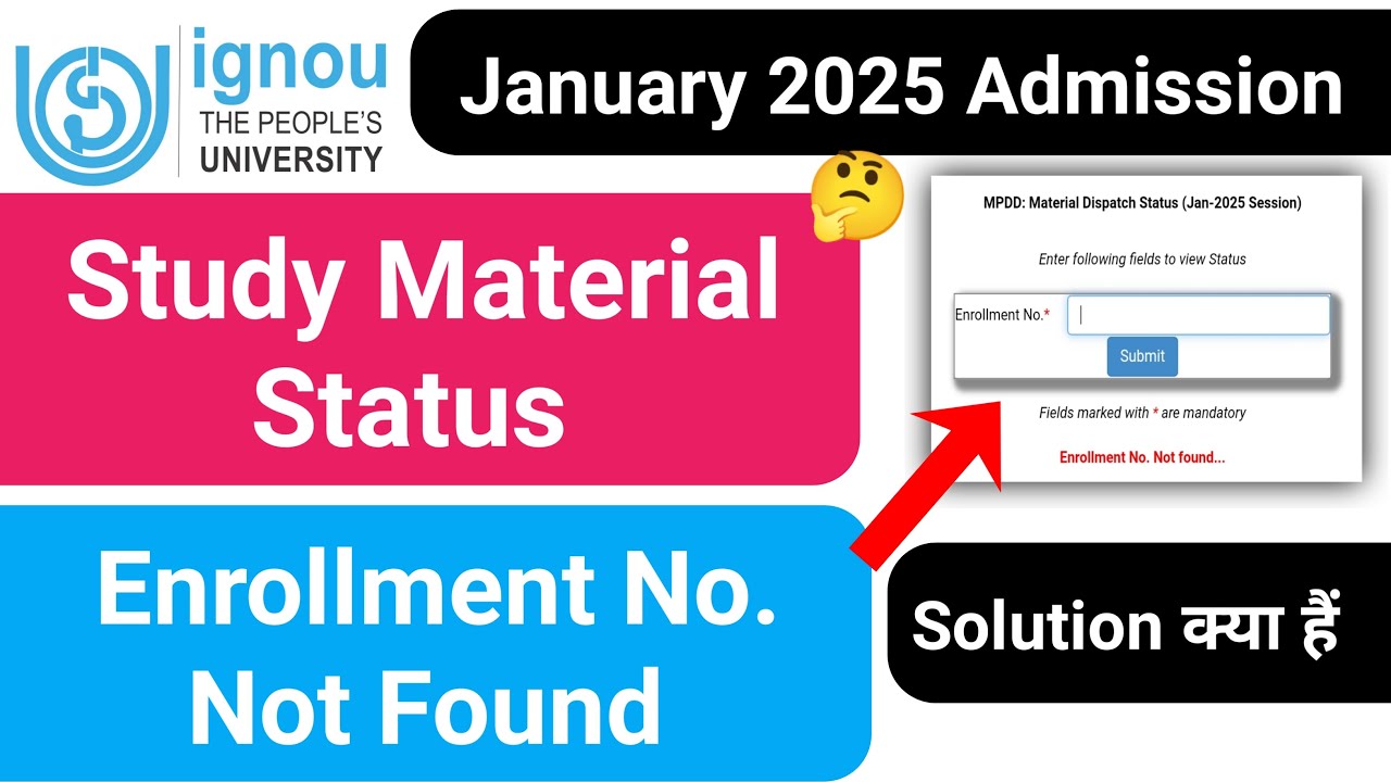 IGNOU Study Material Status Not Found Solution क्या है? IGNOU Admission 2025 January Session Books
