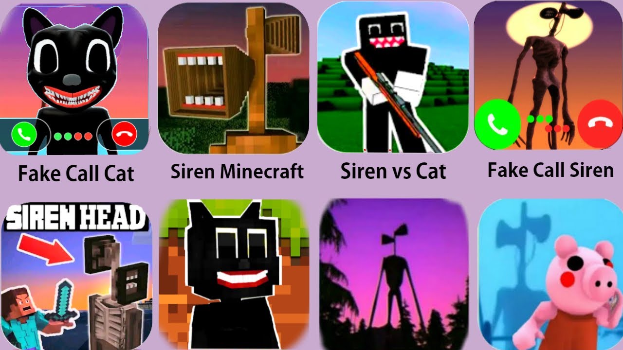Siren Head,Cartoon Cat Minecraft,Siren Head Game,Cartoon Cat Call,Piggy Siren Granny