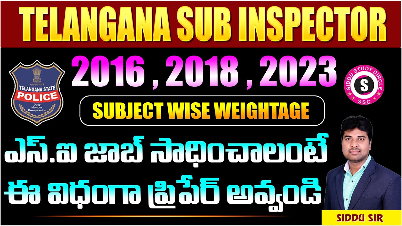 TS SI Subject-Wise Weightage || Based on 2016, 2018, 2022 (Prelims + Mains) || Analysis by Siddu Sir