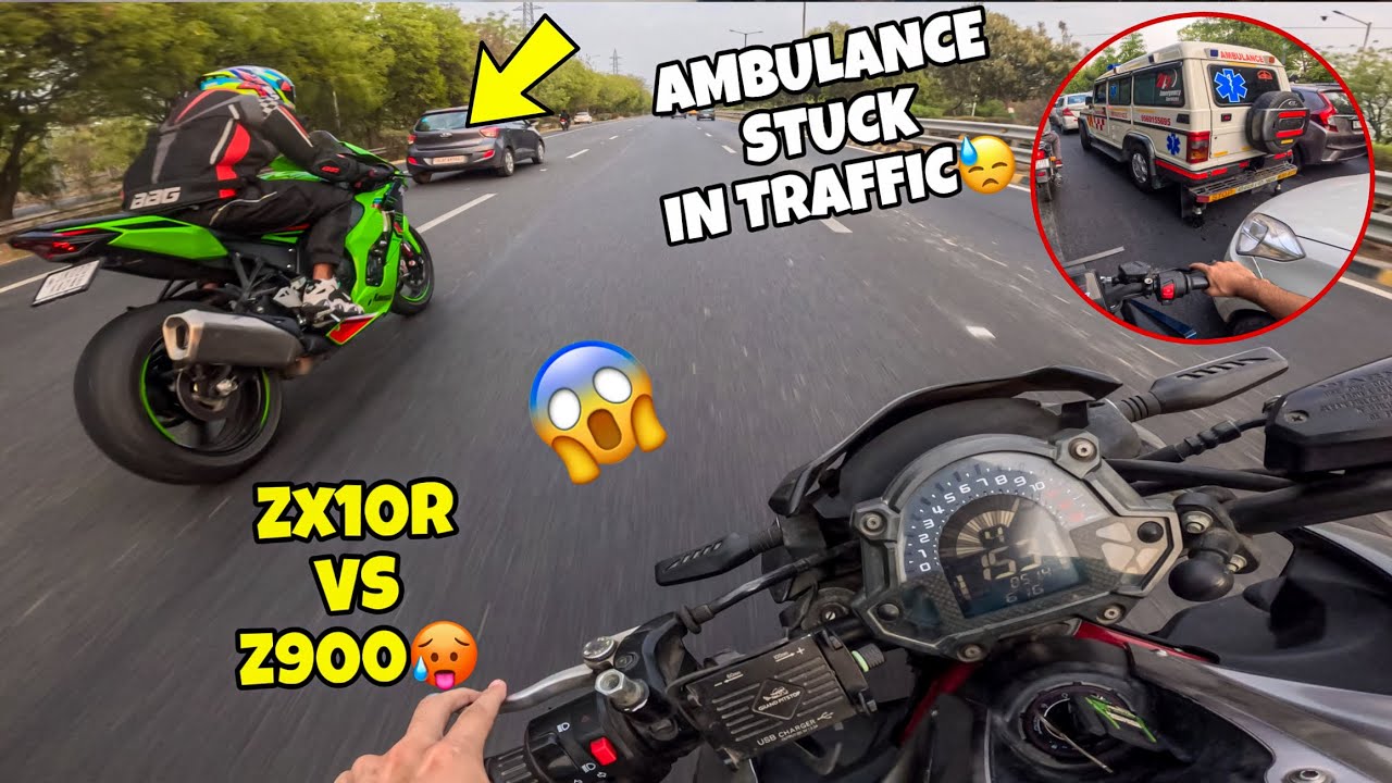 Traffic Race🥵B/W ZX10R vs Z900 || Crazy Ride😝|| Helping Ambulance Stuck in Traffic🤗