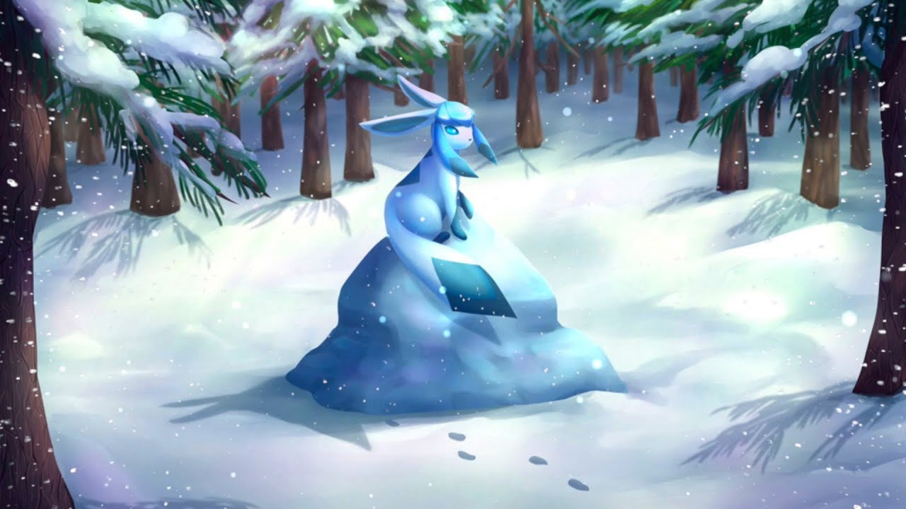 Winter Ambience ASMR | Pokemon Glaceon Snow Scene with Blizzard Sounds for Sleeping