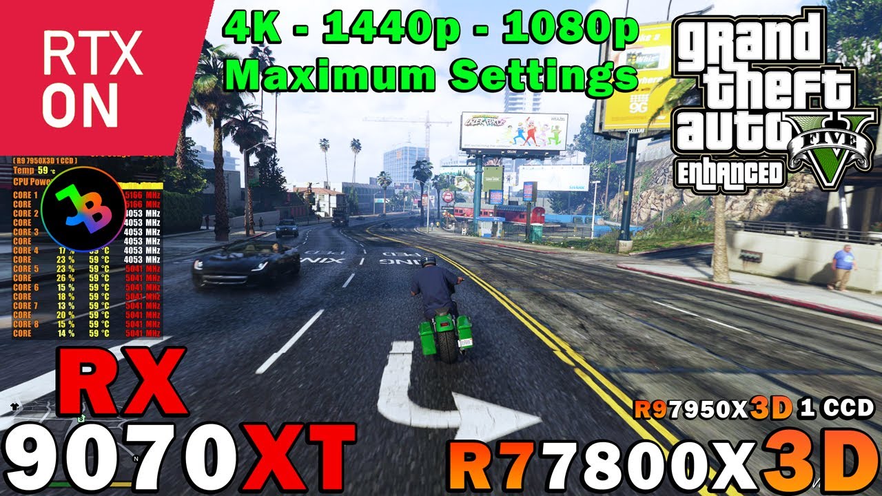 GTA 5 Enhanced Ray Tracing | RX 9070 XT | Sim. R7 7800X3D | 4K 1440p 1080p | Fully Maxed Settings