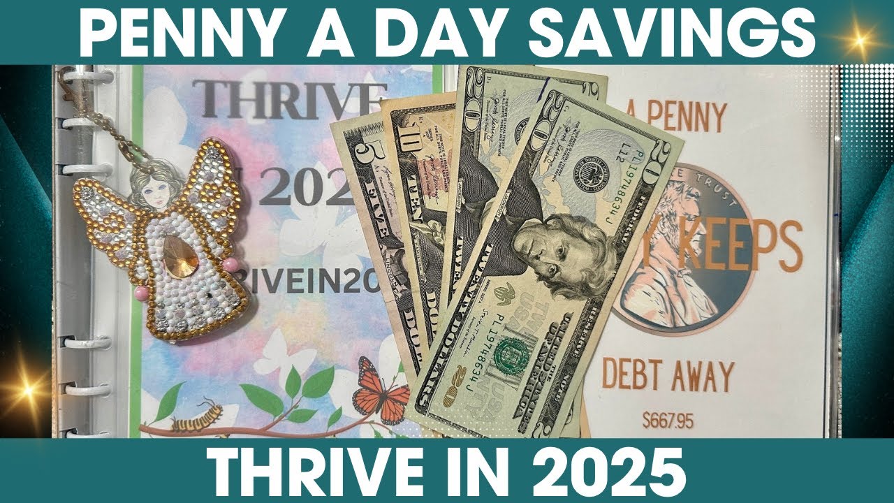 CASH STUFFING PENNY A DAY SAVINGS CHALLENGE BOOK 💰 #thrivein2025 July 10, 2025